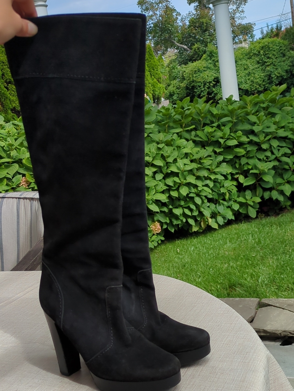 Michael Kors Black Suede High Heel Knee-High Boots
